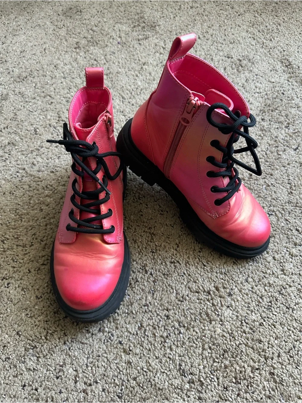 art class Pink Gradient Combat Boots with Black Soles